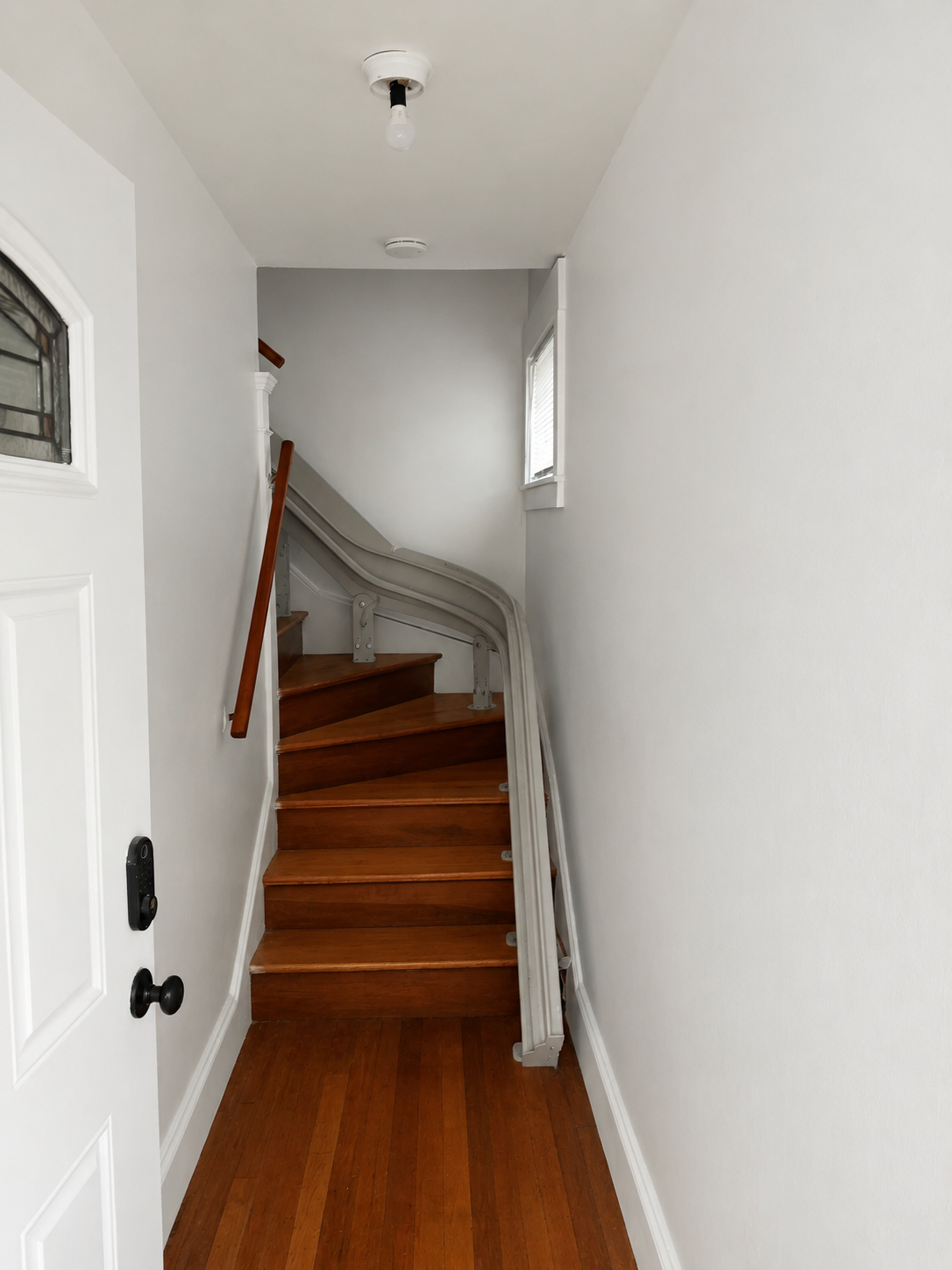Wooden staircase after restoration